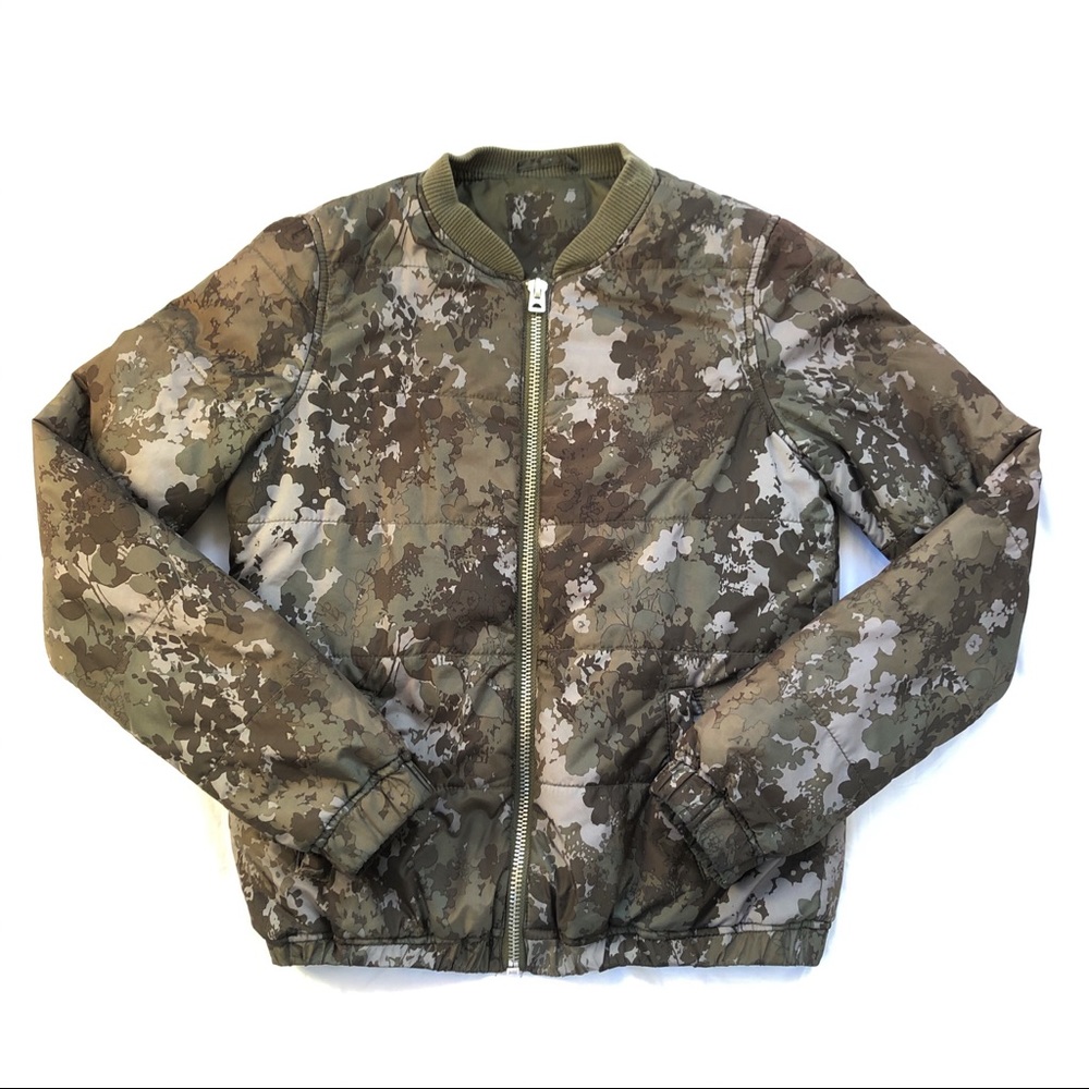 Aeropostale Floral Green Camouflage Bomber Jacket